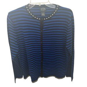 Designers studio Women's Striped Cardigan Sweater Multicolor Size M Long‎ Sleeve